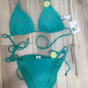 Forever 21 Green Triangle Bikini Set